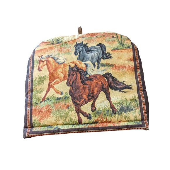 Vintage Toaster Cover Handmade Horse Graphics Cushioned Ranch Farm Equestrian - Picture 1 of 5